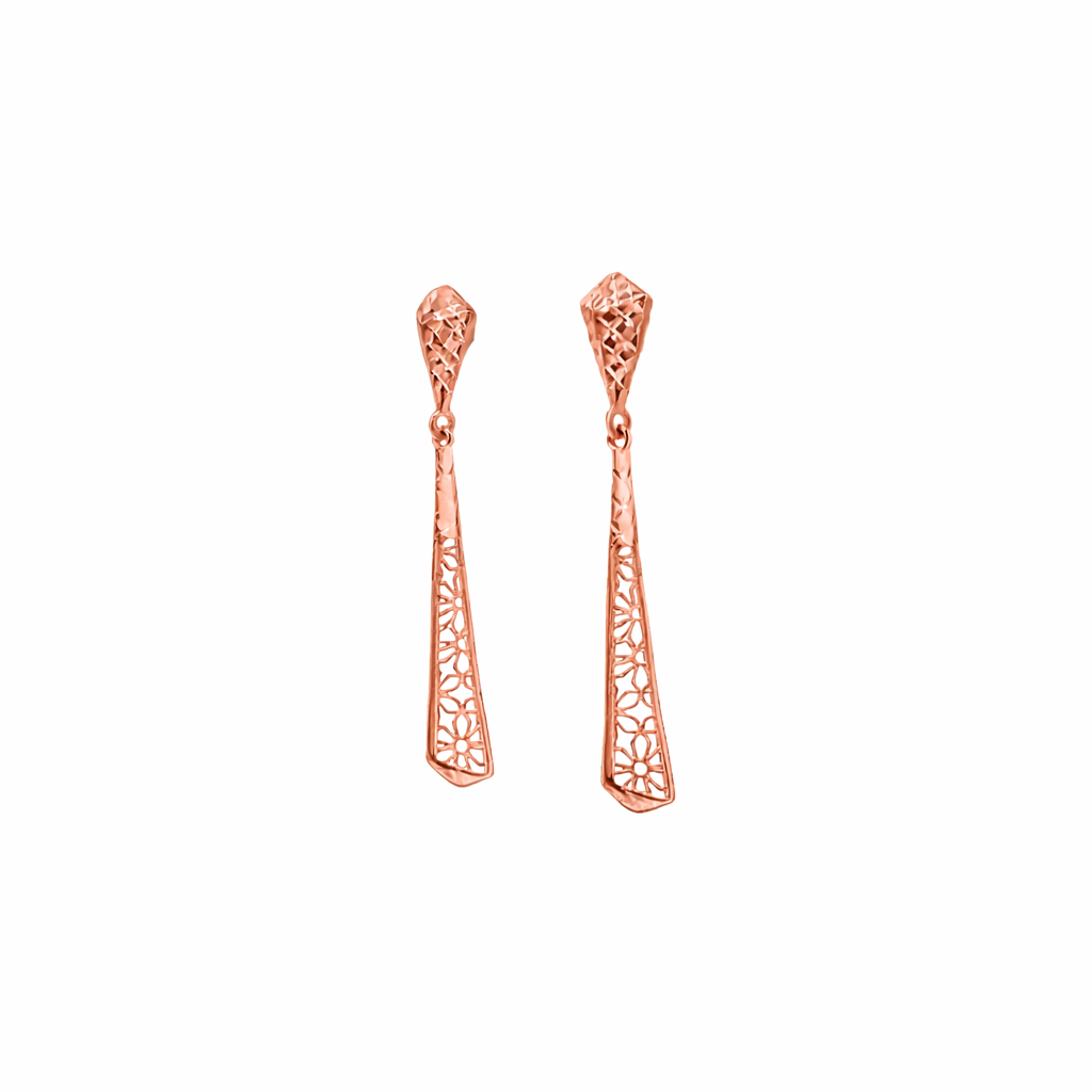 Textured Pyramid Gold Earrings