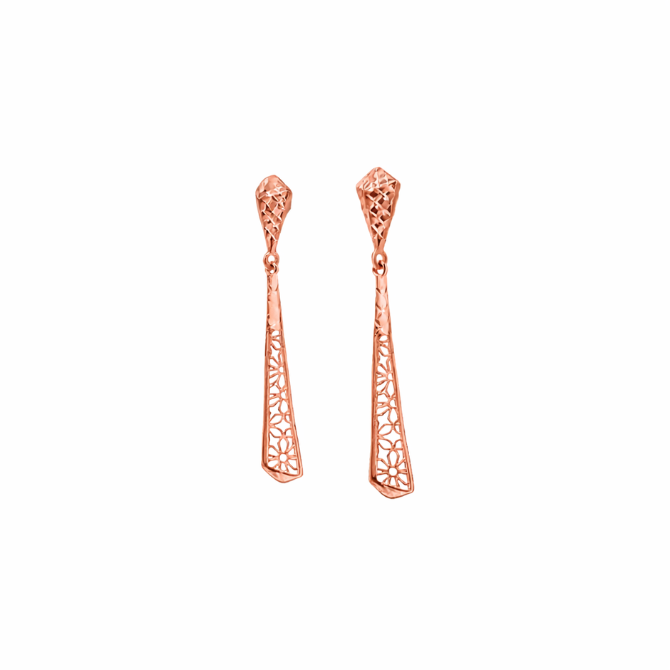 Textured Pyramid Gold Earrings