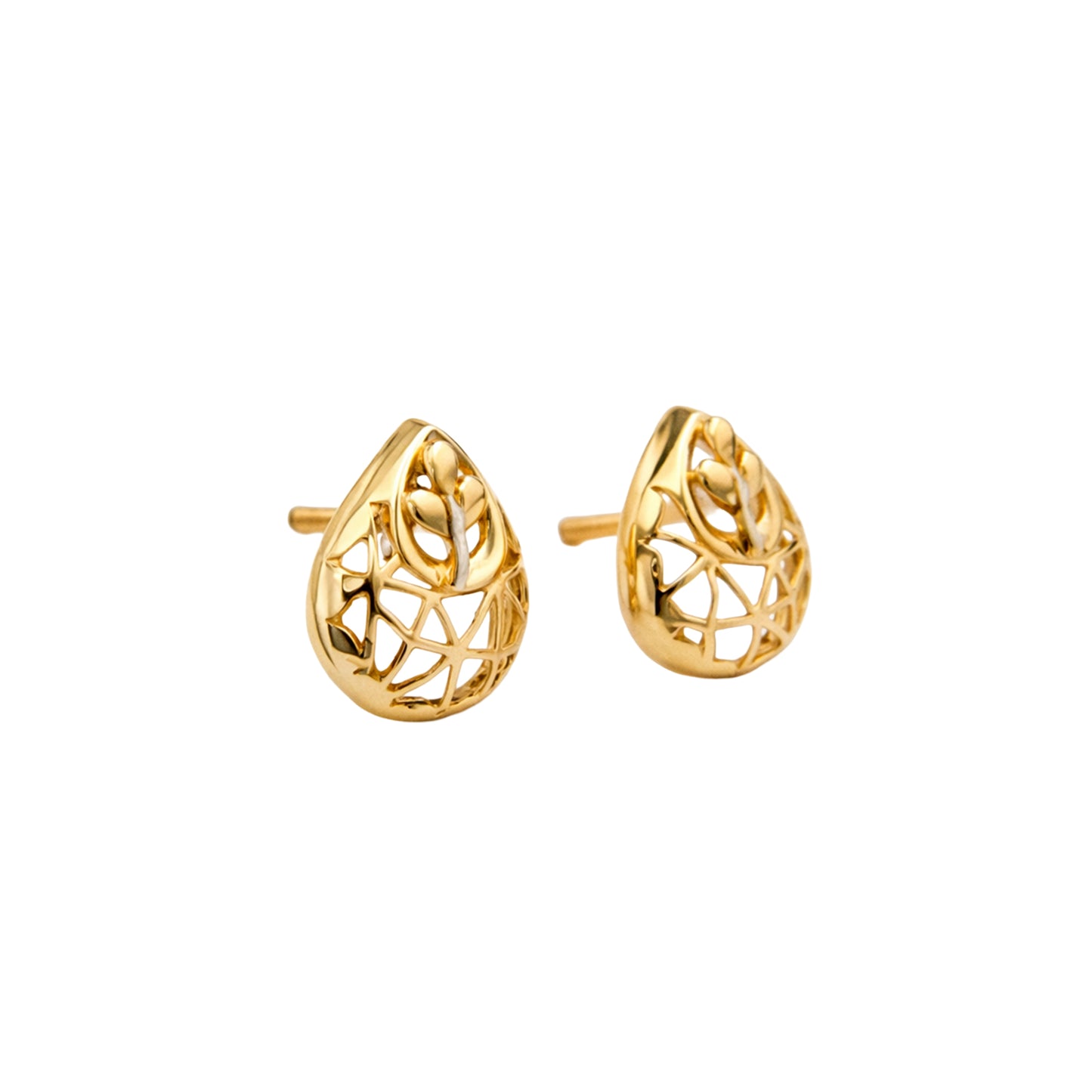 Nature-Lattice Gold Earrings