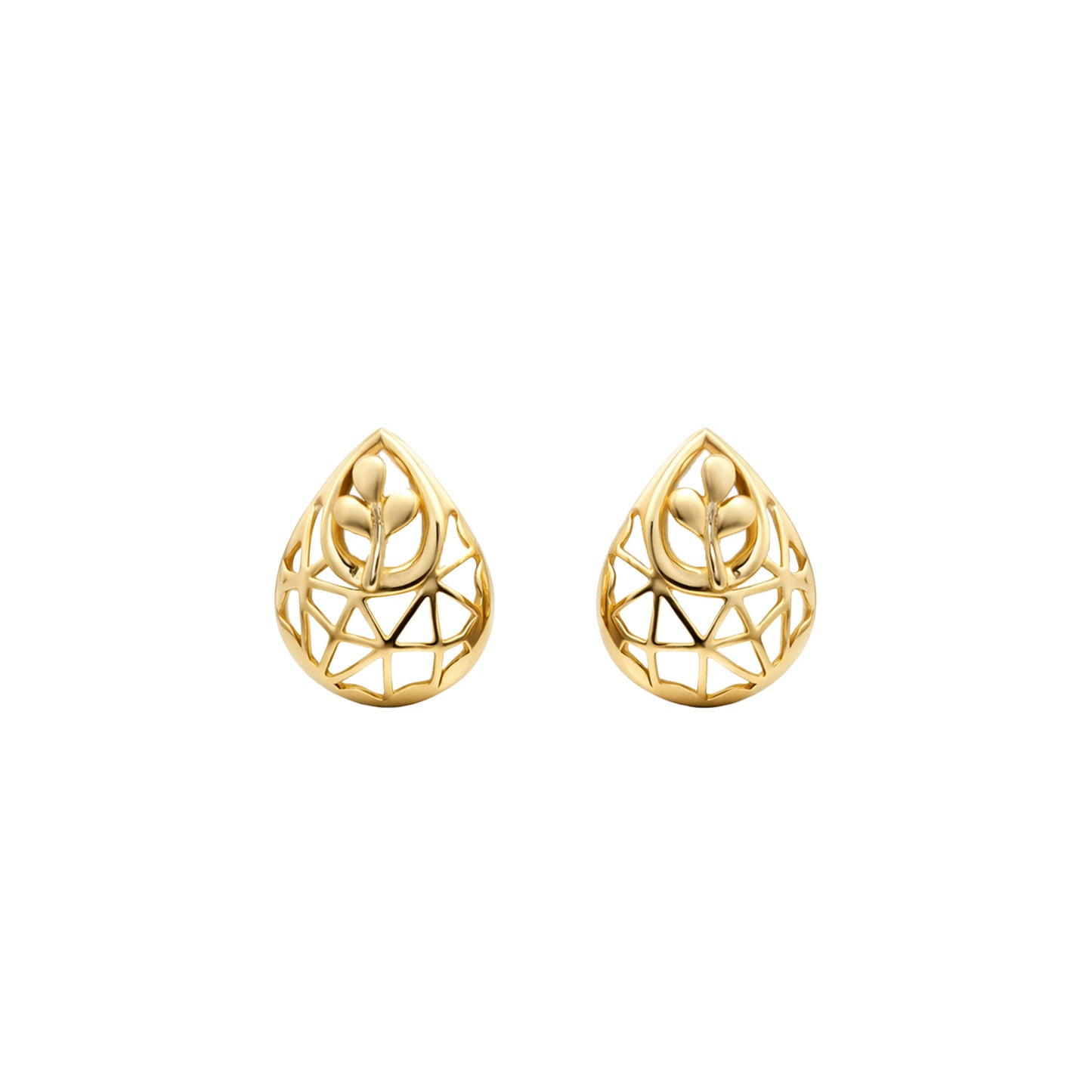 Nature-Lattice Gold Earrings