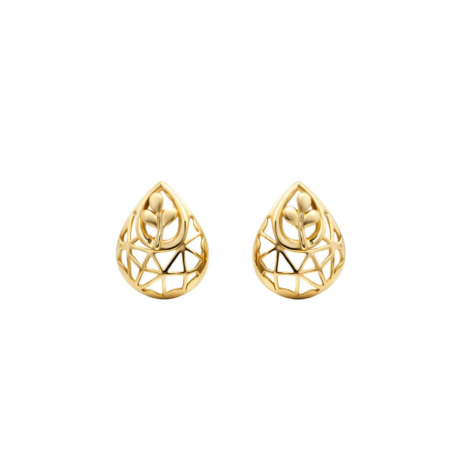 Nature-Lattice Gold Earrings