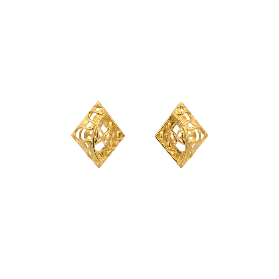 Orvexa Lattice Gold Stud Earrings