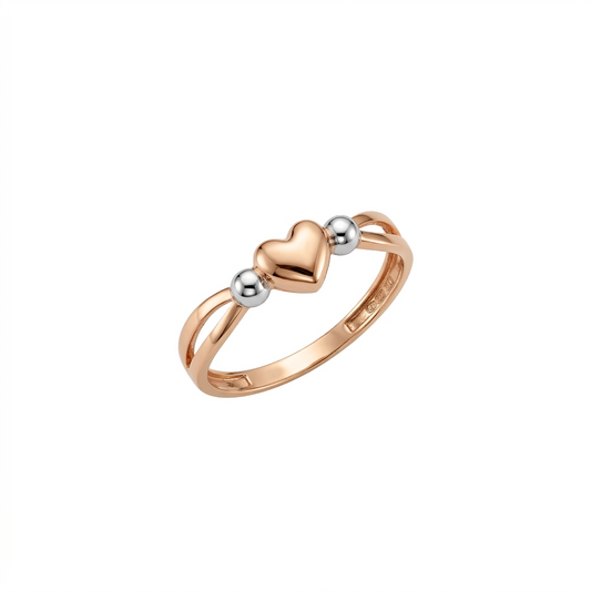 Dual Tone Heart Gold Ring