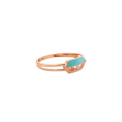 Turquoise Bar Lattice Gold Ring
