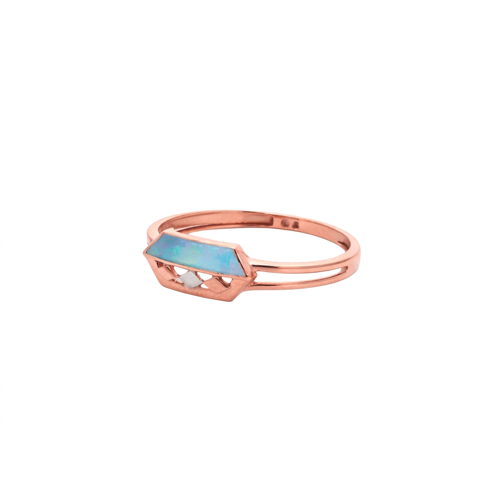 Turquoise Bar Lattice Gold Ring