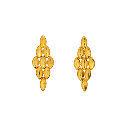 Ornexa Leaf Cascade Gold Earrings