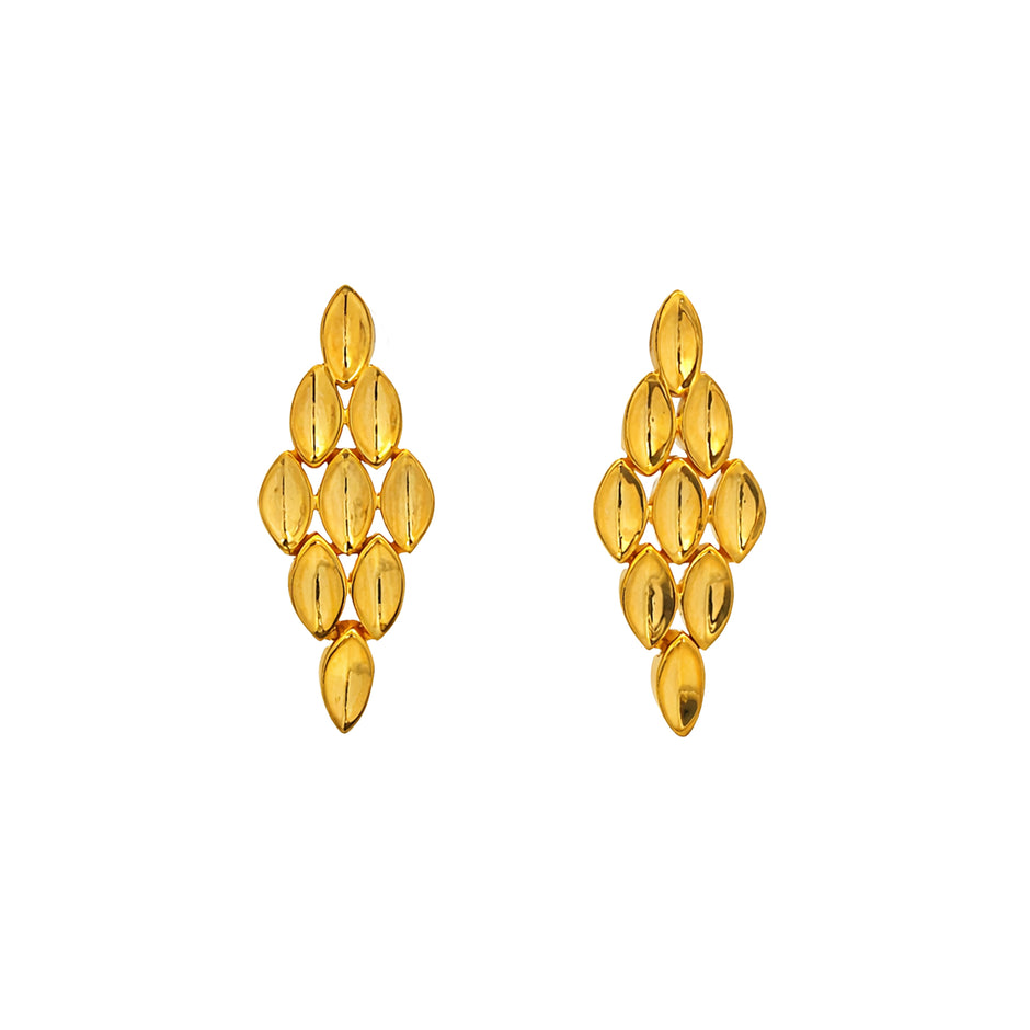 Ornexa Leaf Cascade Gold Earrings