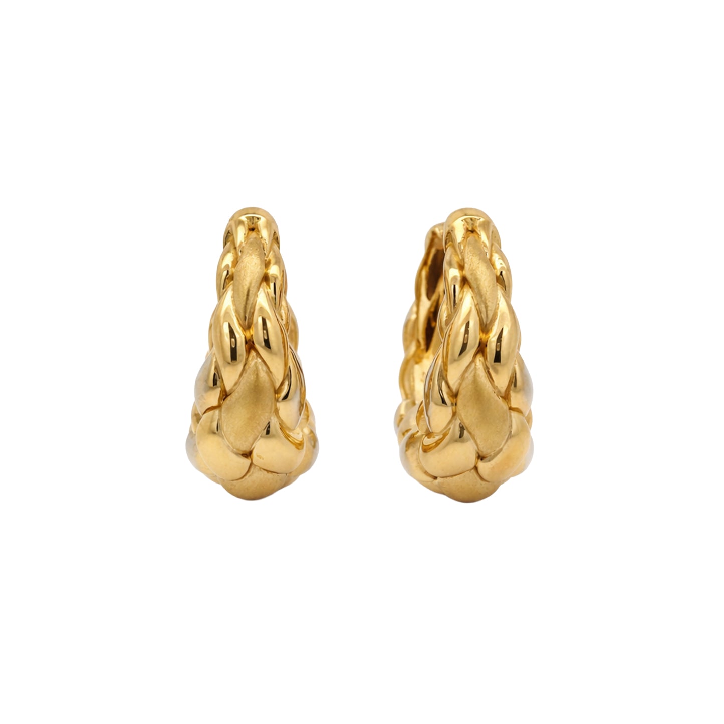 Dual Tone Twist Hoop Gold Earrings