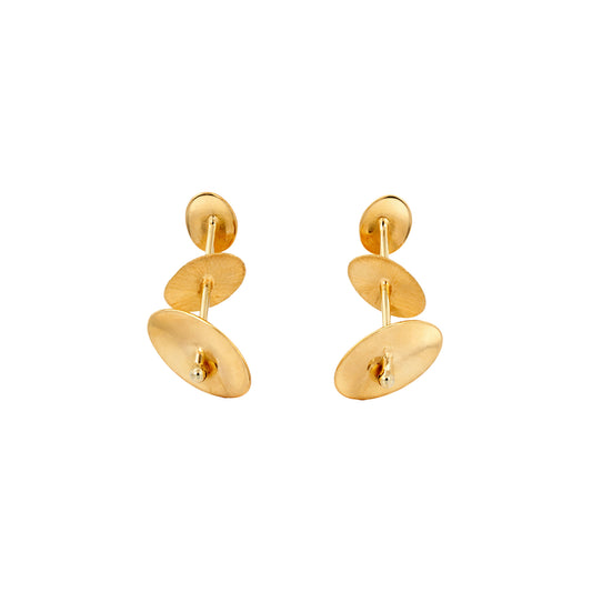 Layered Disc Drop Gold Earrings