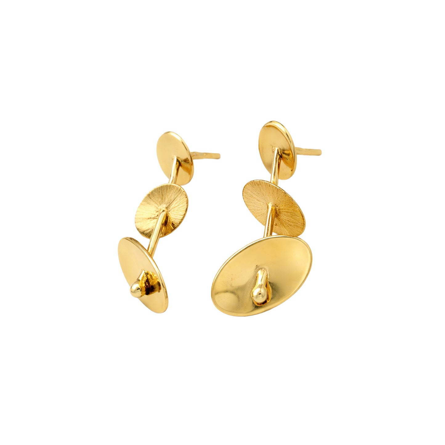 Layered Disc Drop Gold Earrings