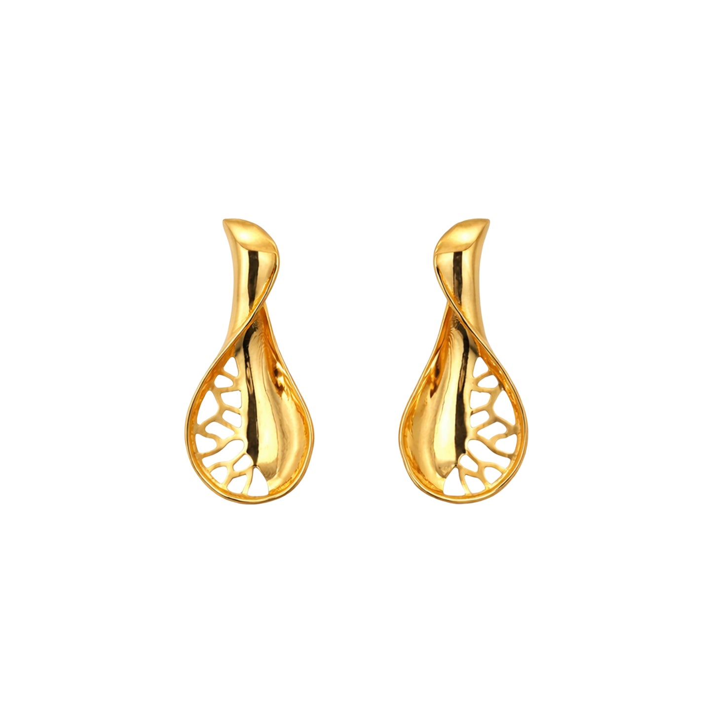 Abstract Cutwork Gold Earrings