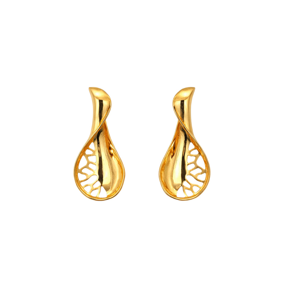 Abstract Cutwork Gold Earrings