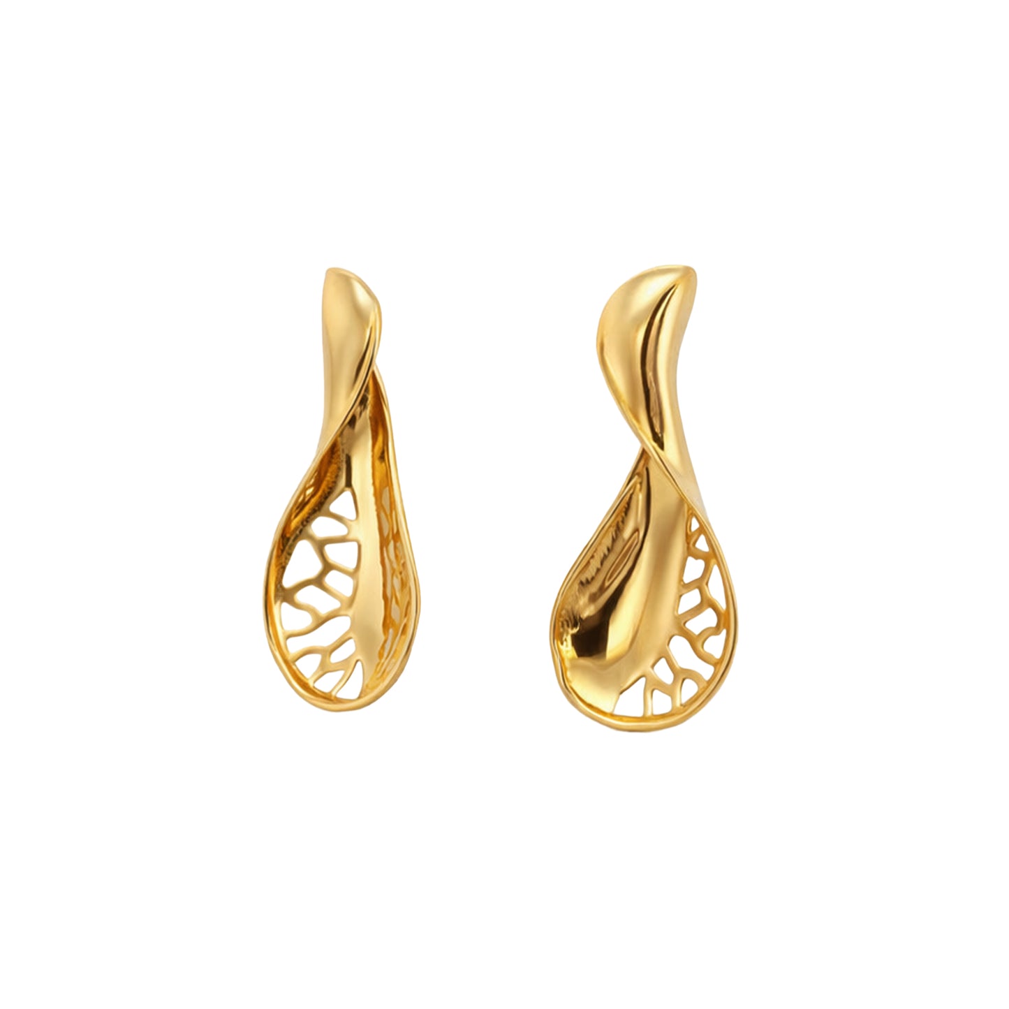 Abstract Cutwork Gold Earrings