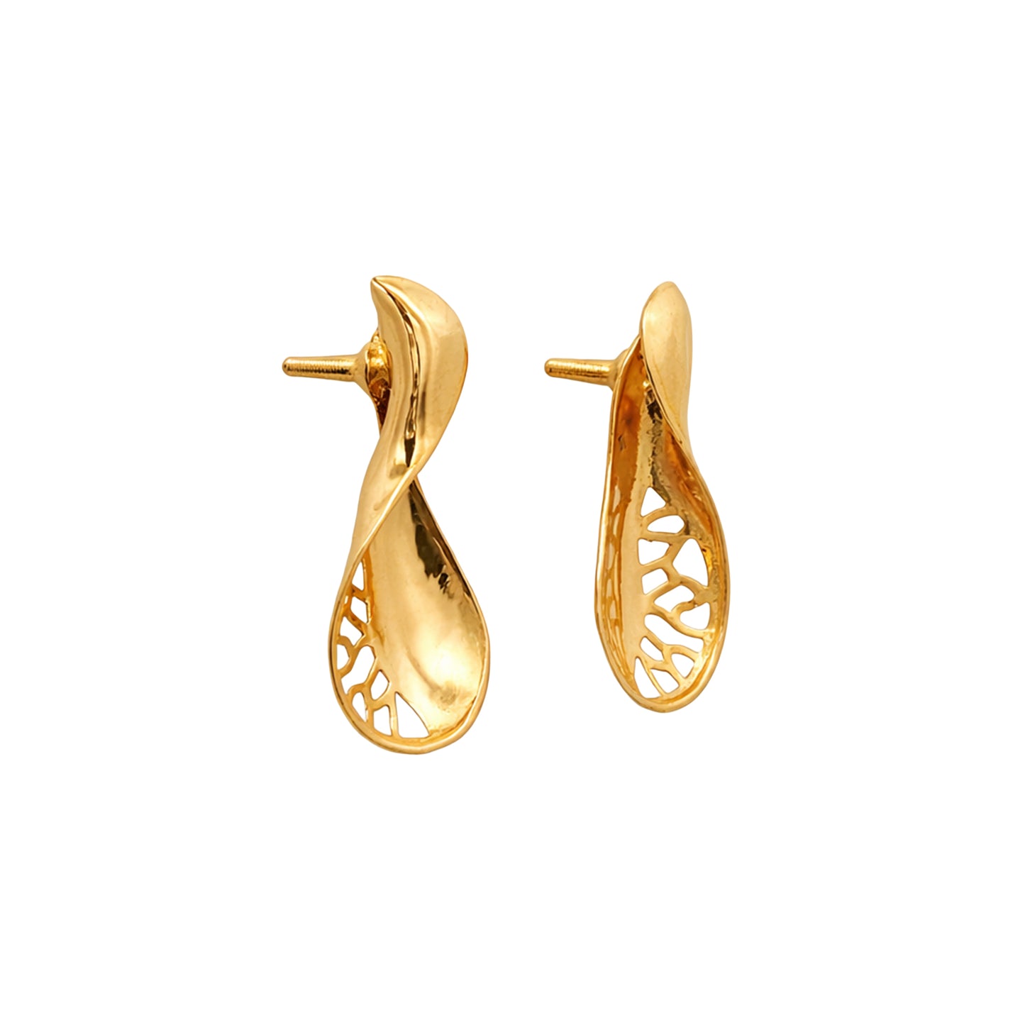 Abstract Cutwork Gold Earrings