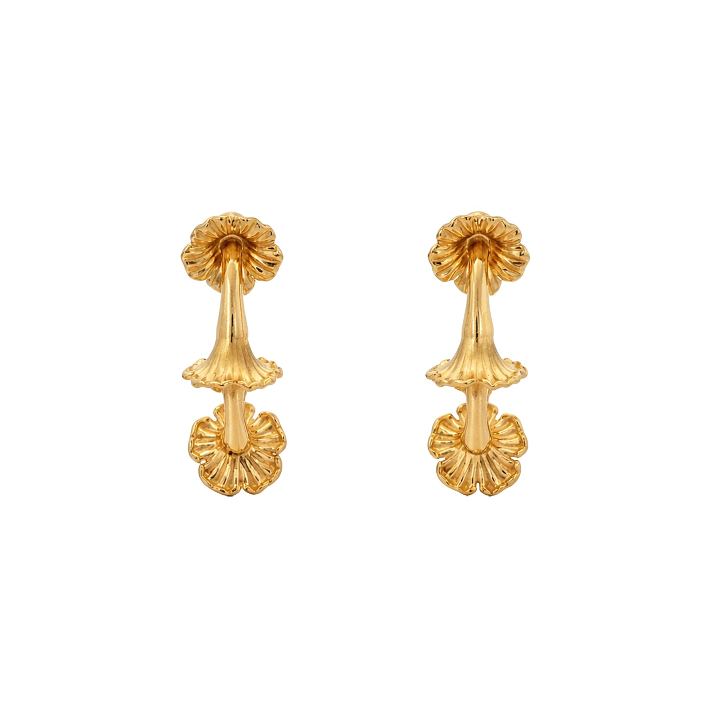 Fluted Bloom Hoop Gold Earrings