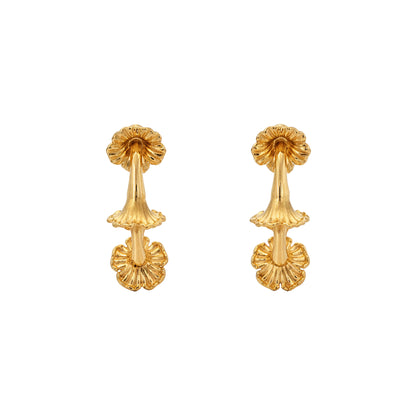 Fluted Bloom Hoop Gold Earrings