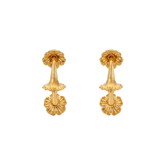 Fluted Bloom Hoop Gold Earrings