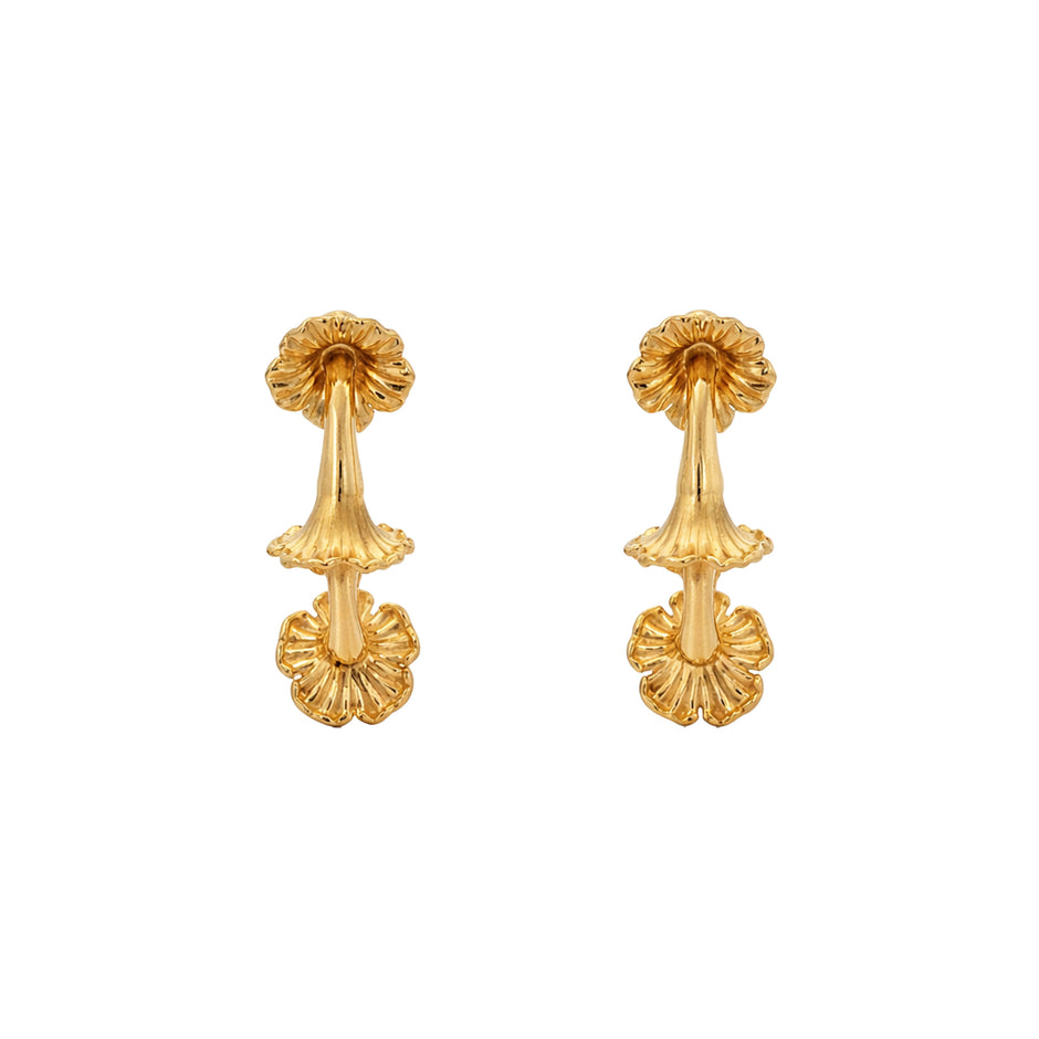 Fluted Bloom Hoop Gold Earrings