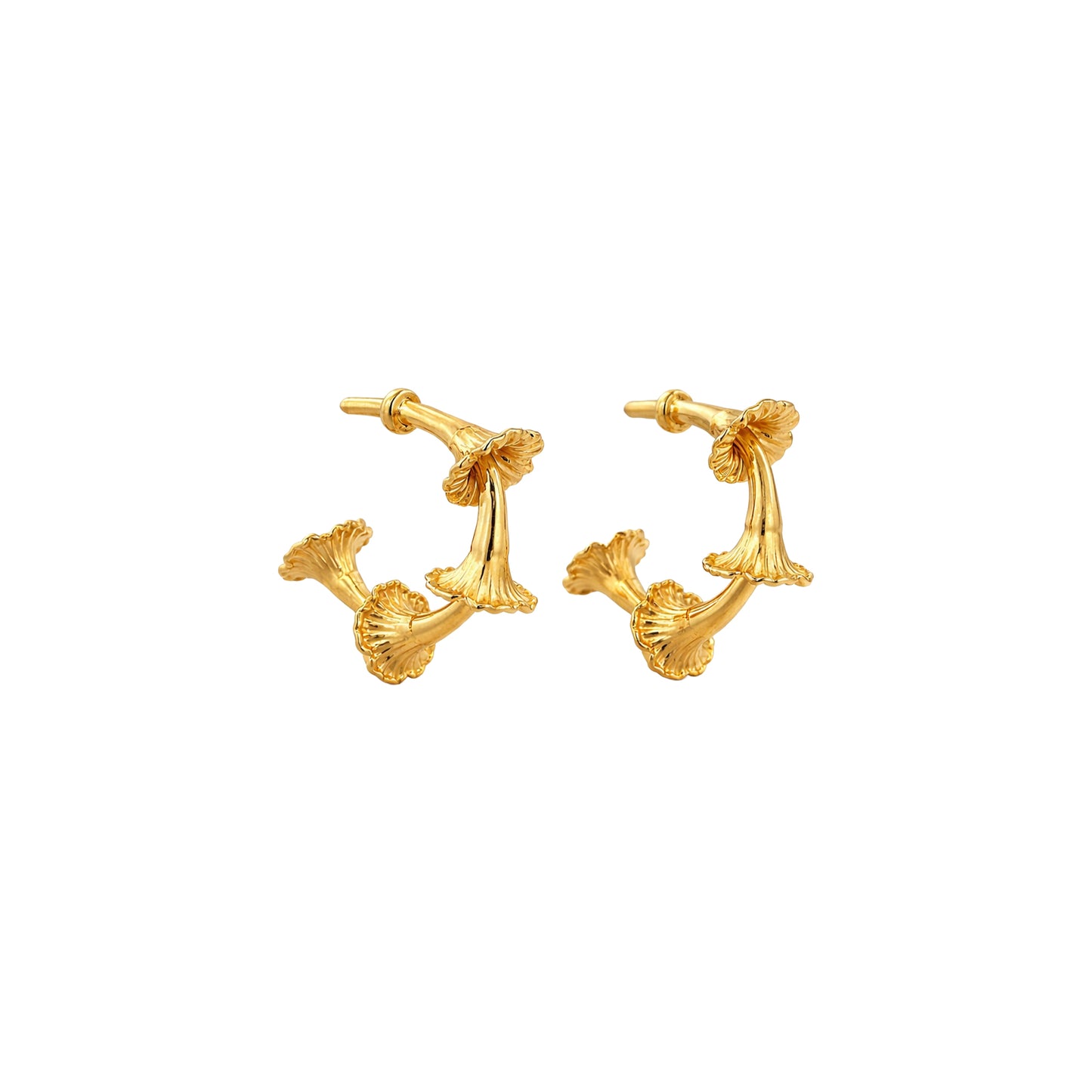 Fluted Bloom Hoop Gold Earrings