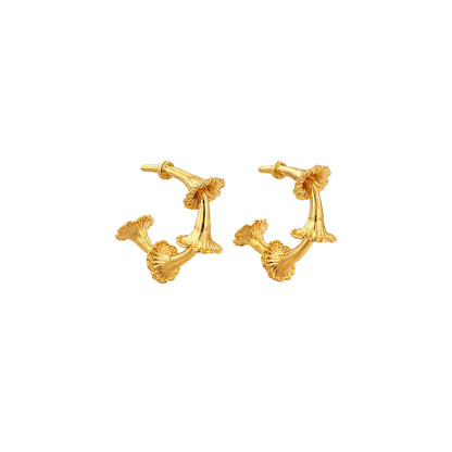 Fluted Bloom Hoop Gold Earrings