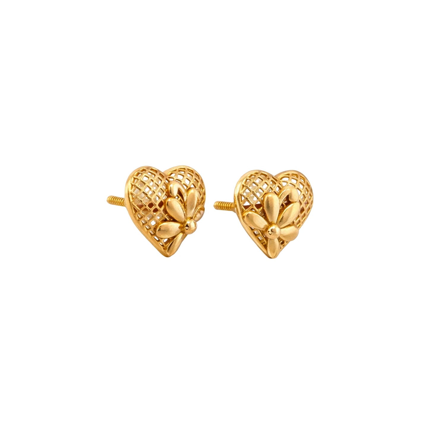 Floral Heart Mesh Stud Earrings