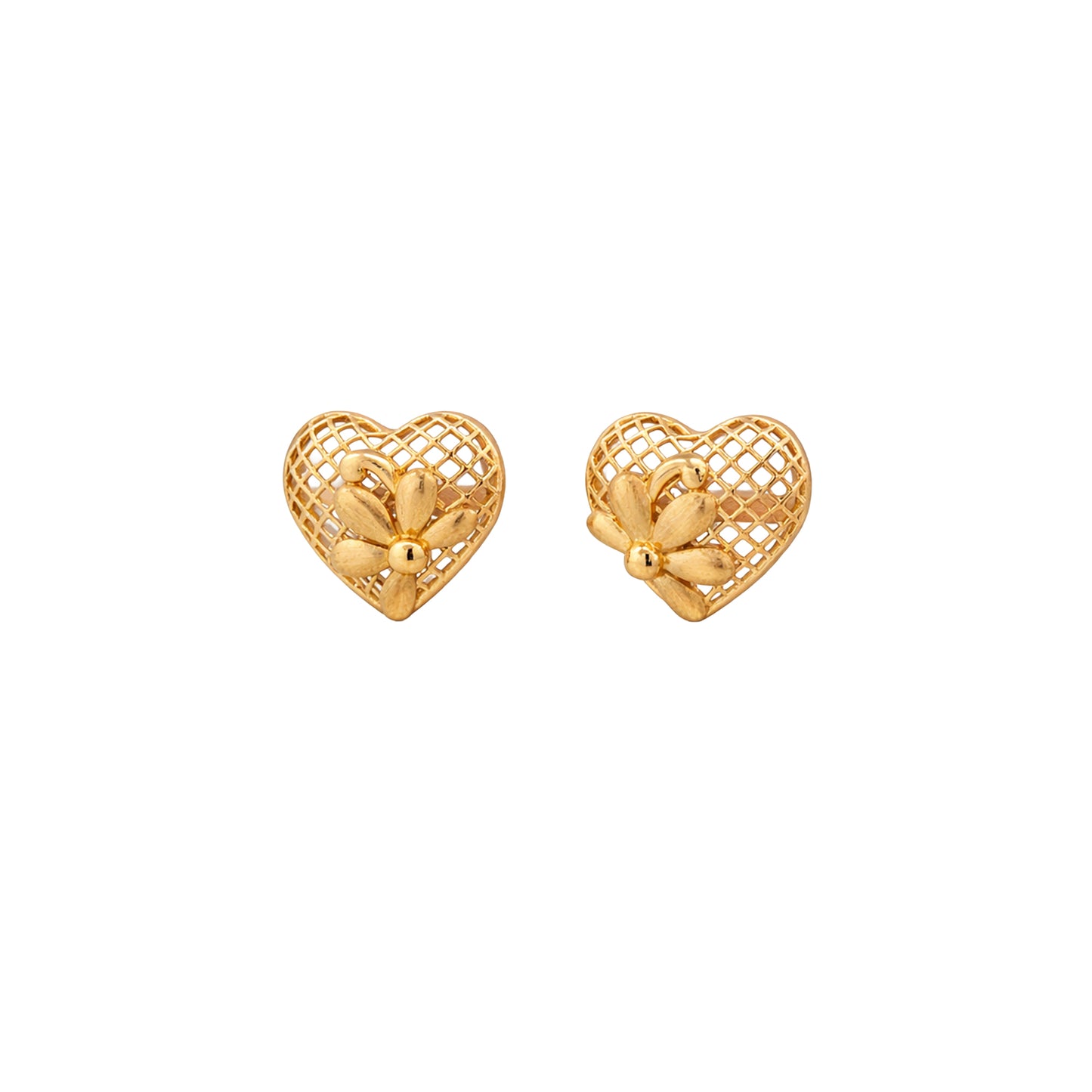 Floral Heart Mesh Stud Earrings