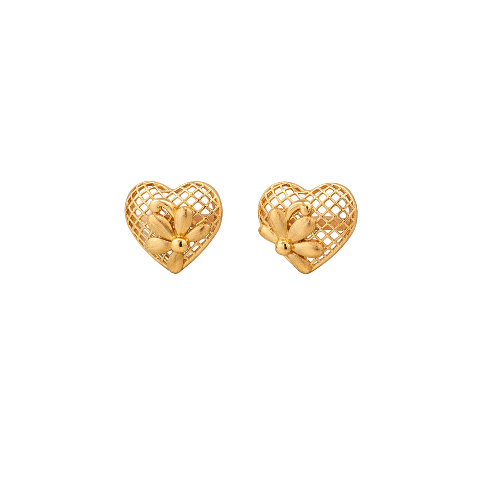 Floral Heart Mesh Stud Earrings