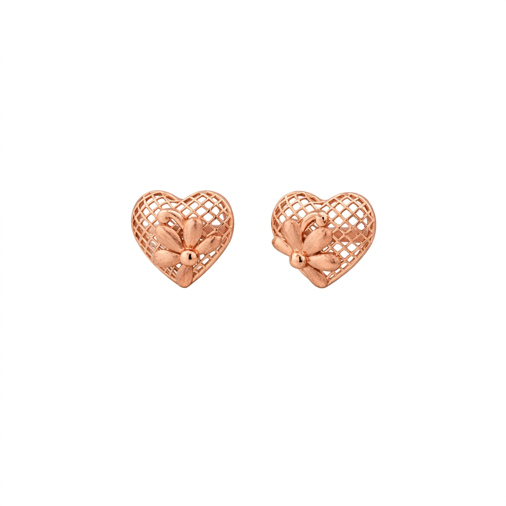 Floral Heart Mesh Stud Earrings