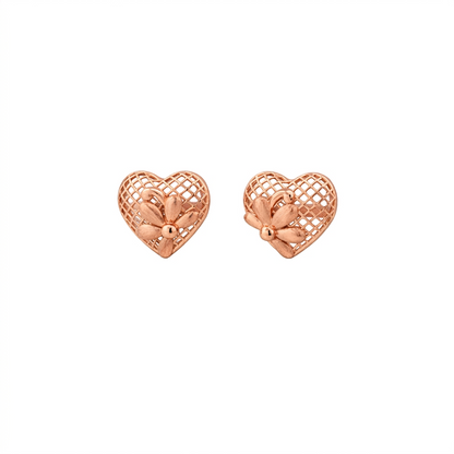 Floral Heart Mesh Stud Earrings