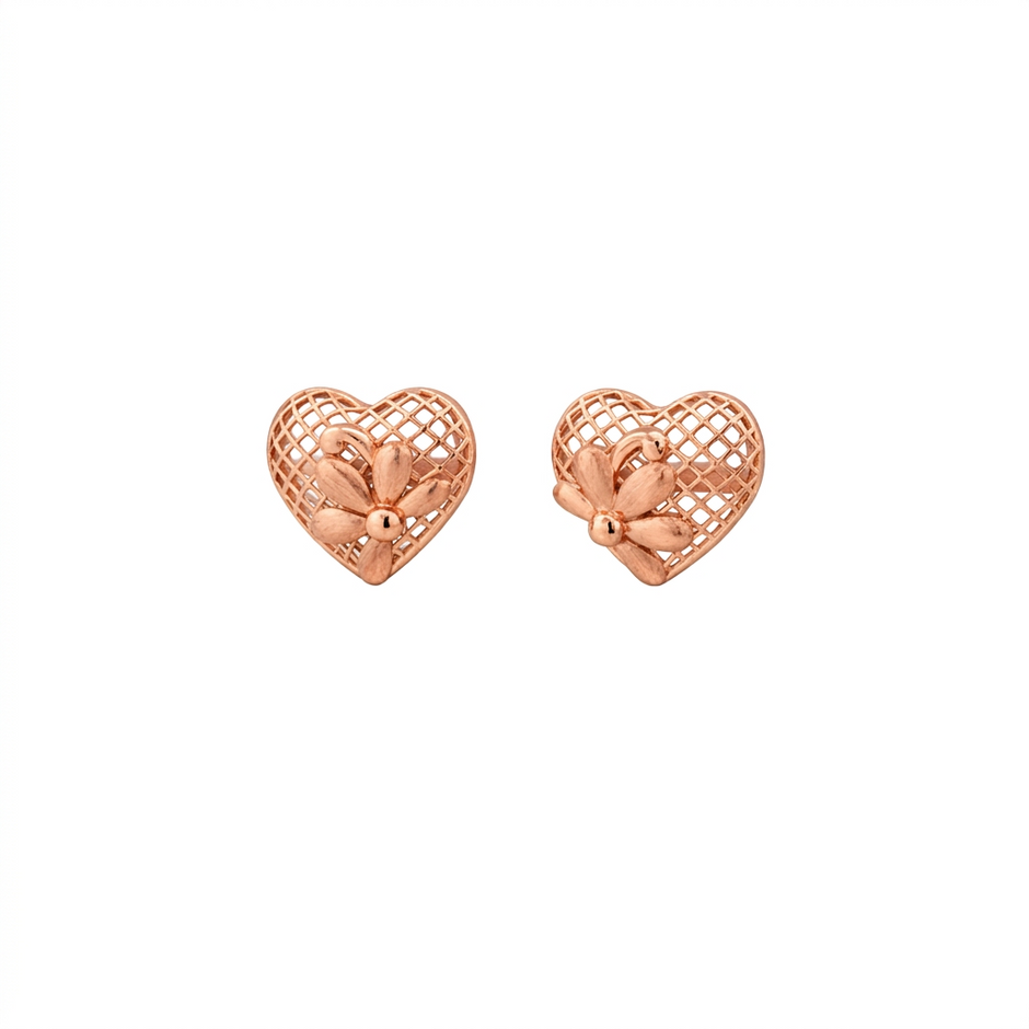 Floral Heart Mesh Stud Earrings