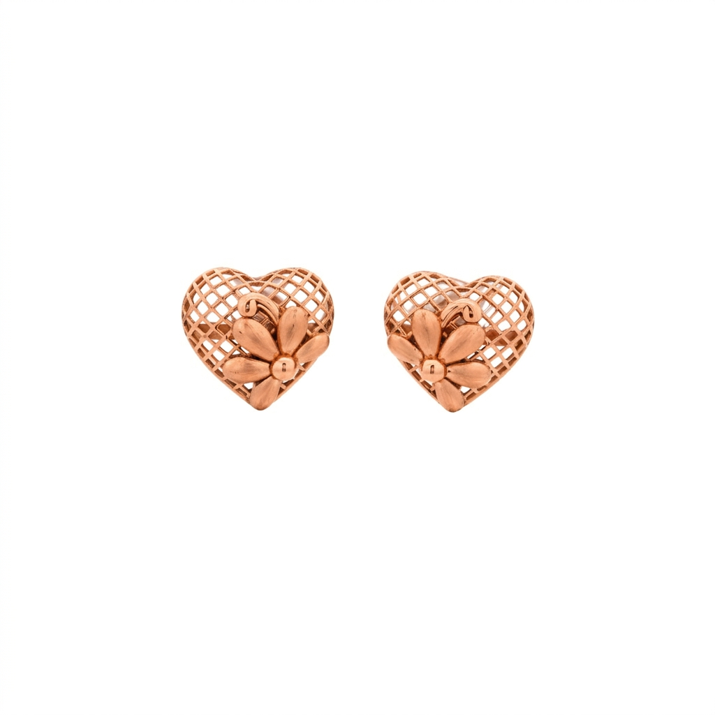 Floral Heart Mesh Stud Earrings