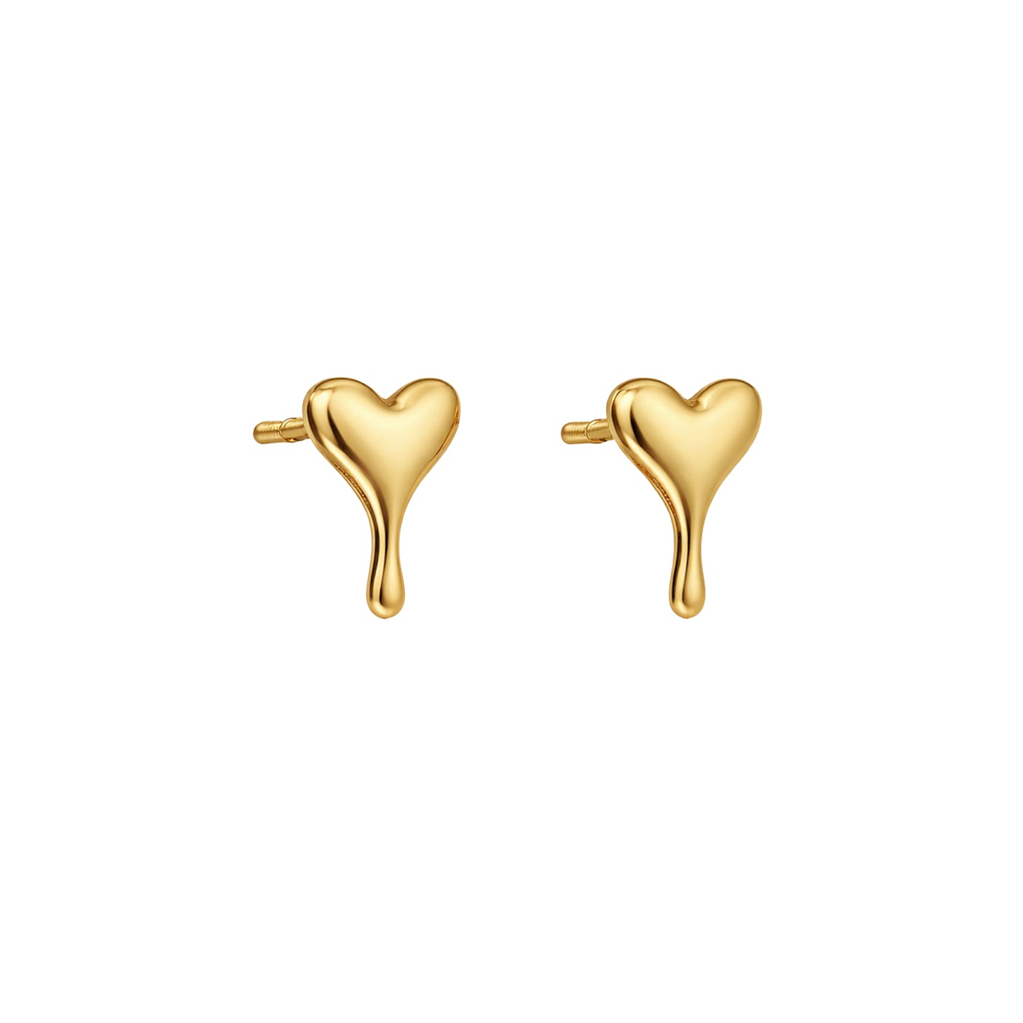 Velune Heart Drop Gold Stud Earrings