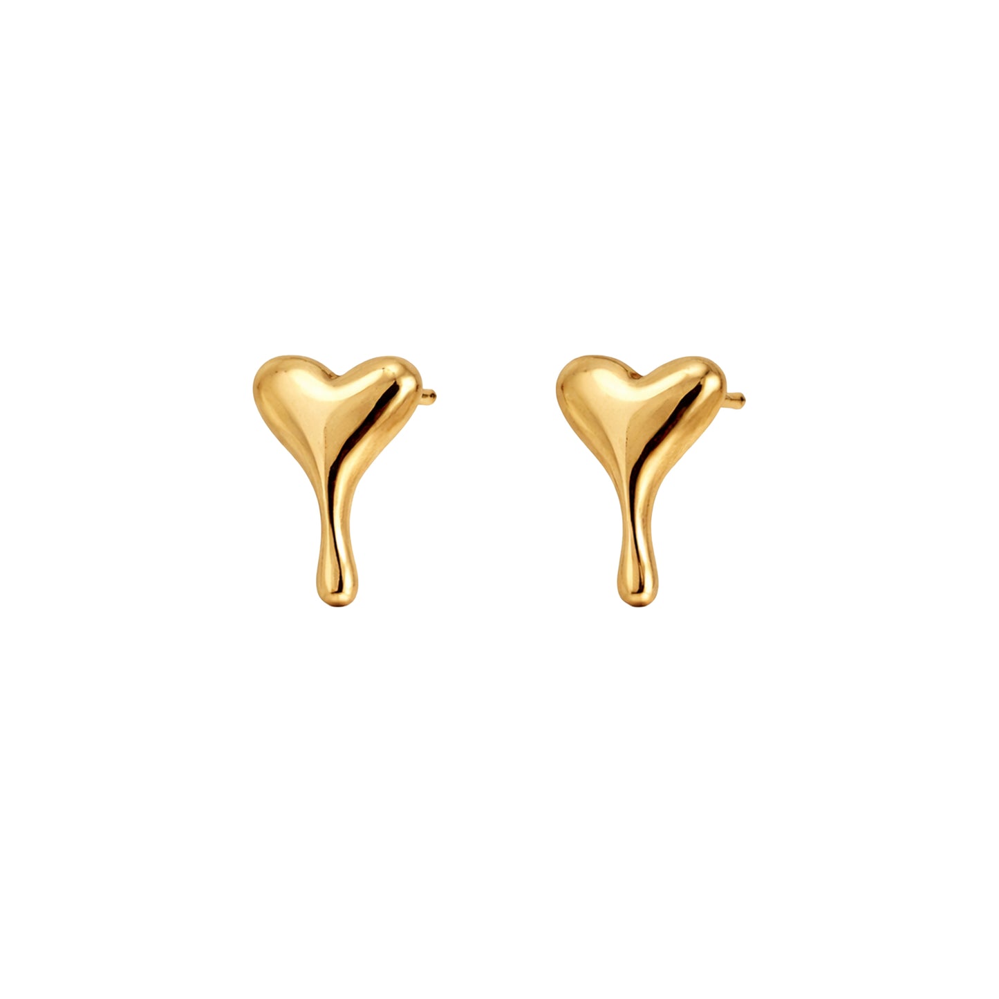 Velune Heart Drop Gold Stud Earrings