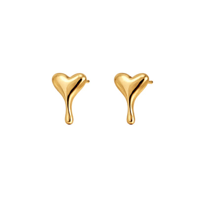 Velune Heart Drop Gold Stud Earrings