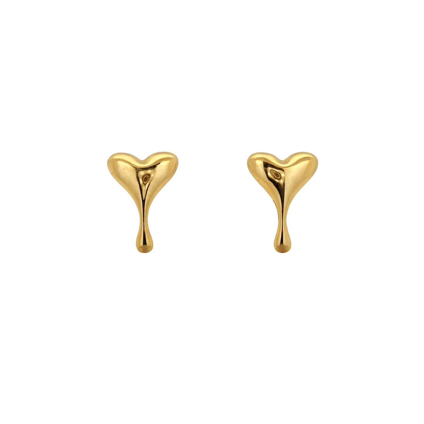 Velune Heart Drop Gold Stud Earrings