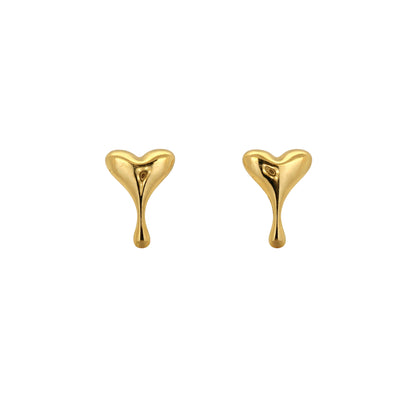 Velune Heart Drop Gold Stud Earrings