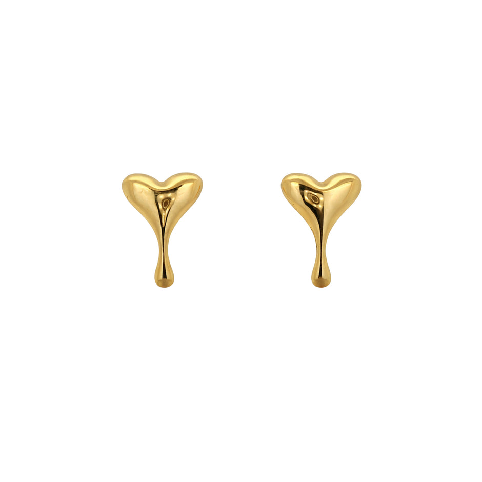 Velune Heart Drop Gold Stud Earrings