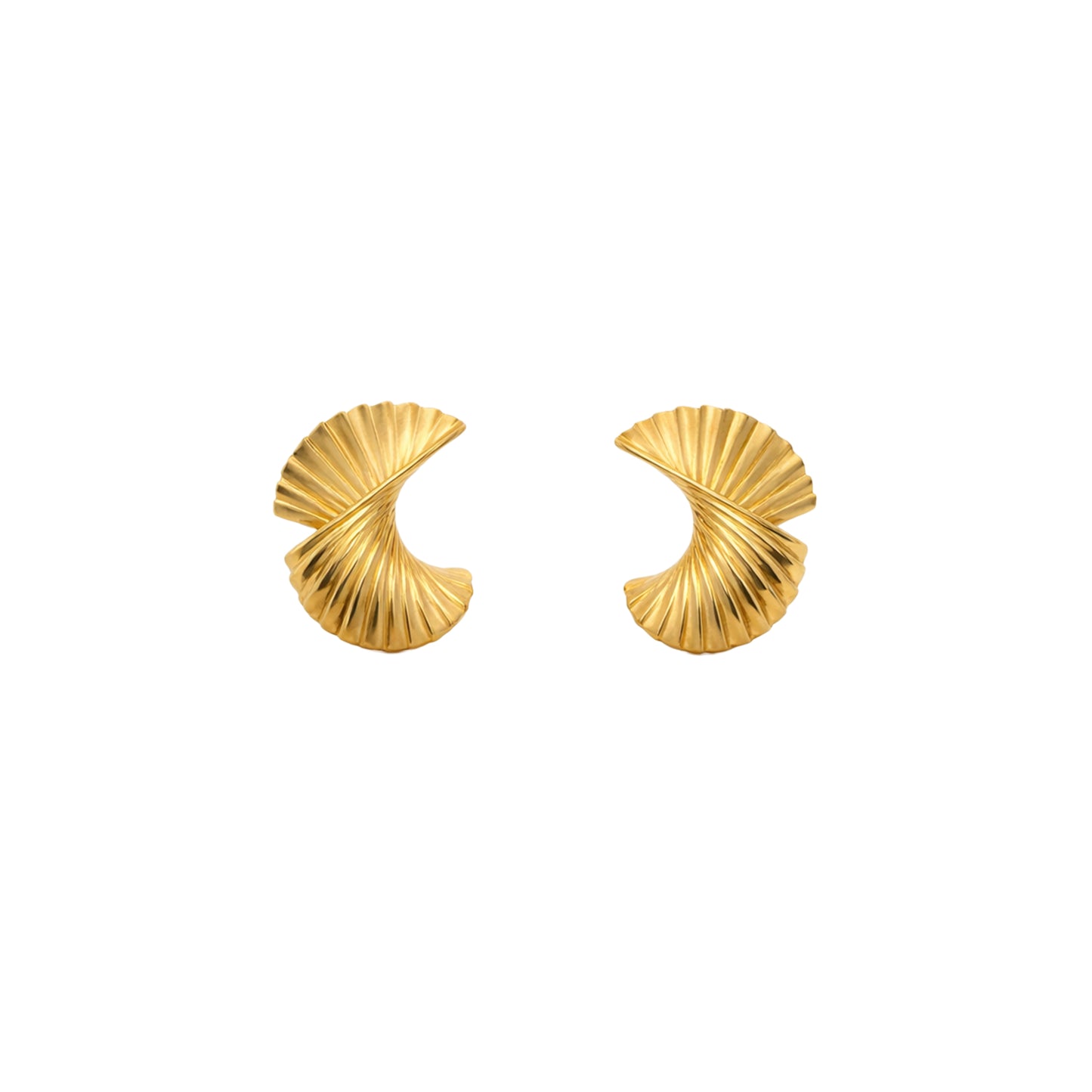 Aurelle Spiral Fan Gold Stud Earrings