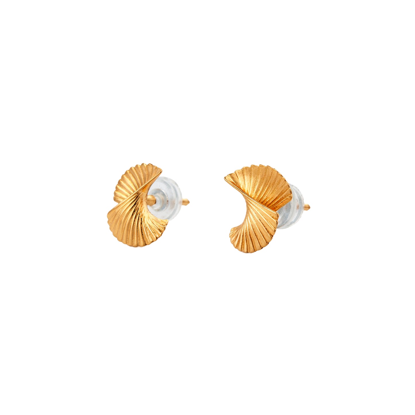 Aurelle Spiral Fan Gold Stud Earrings