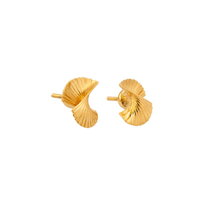 Aurelle Spiral Fan Gold Stud Earrings