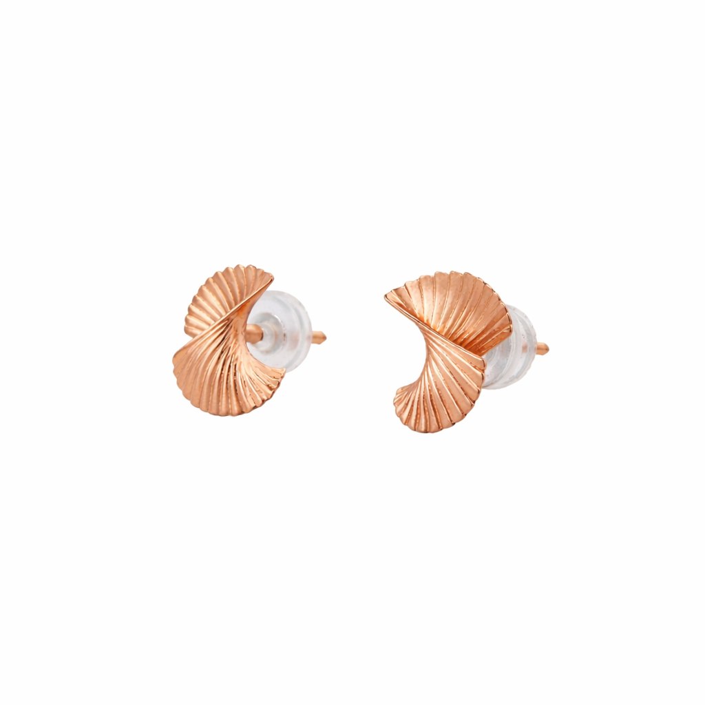 Aurelle Spiral Fan Gold Stud Earrings