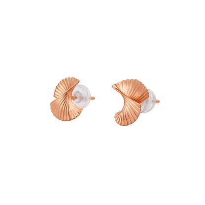 Aurelle Spiral Fan Gold Stud Earrings