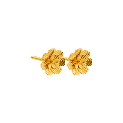 Textured Floral Gold Stud Earrings