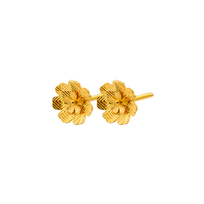 Textured Floral Gold Stud Earrings