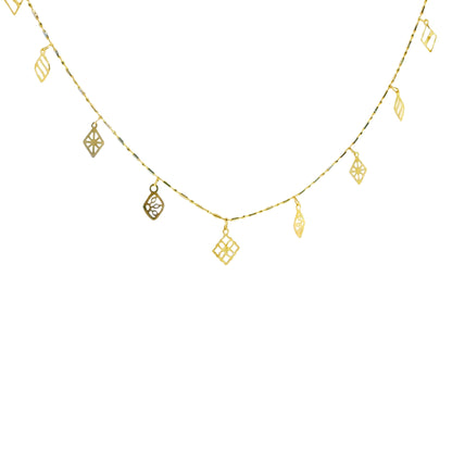 Meadow Motif Charm Gold Necklace