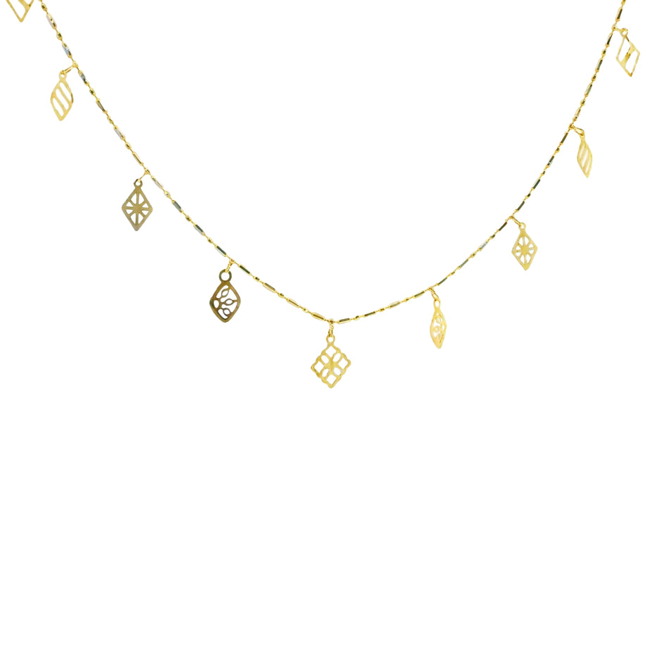 Meadow Motif Charm Gold Necklace