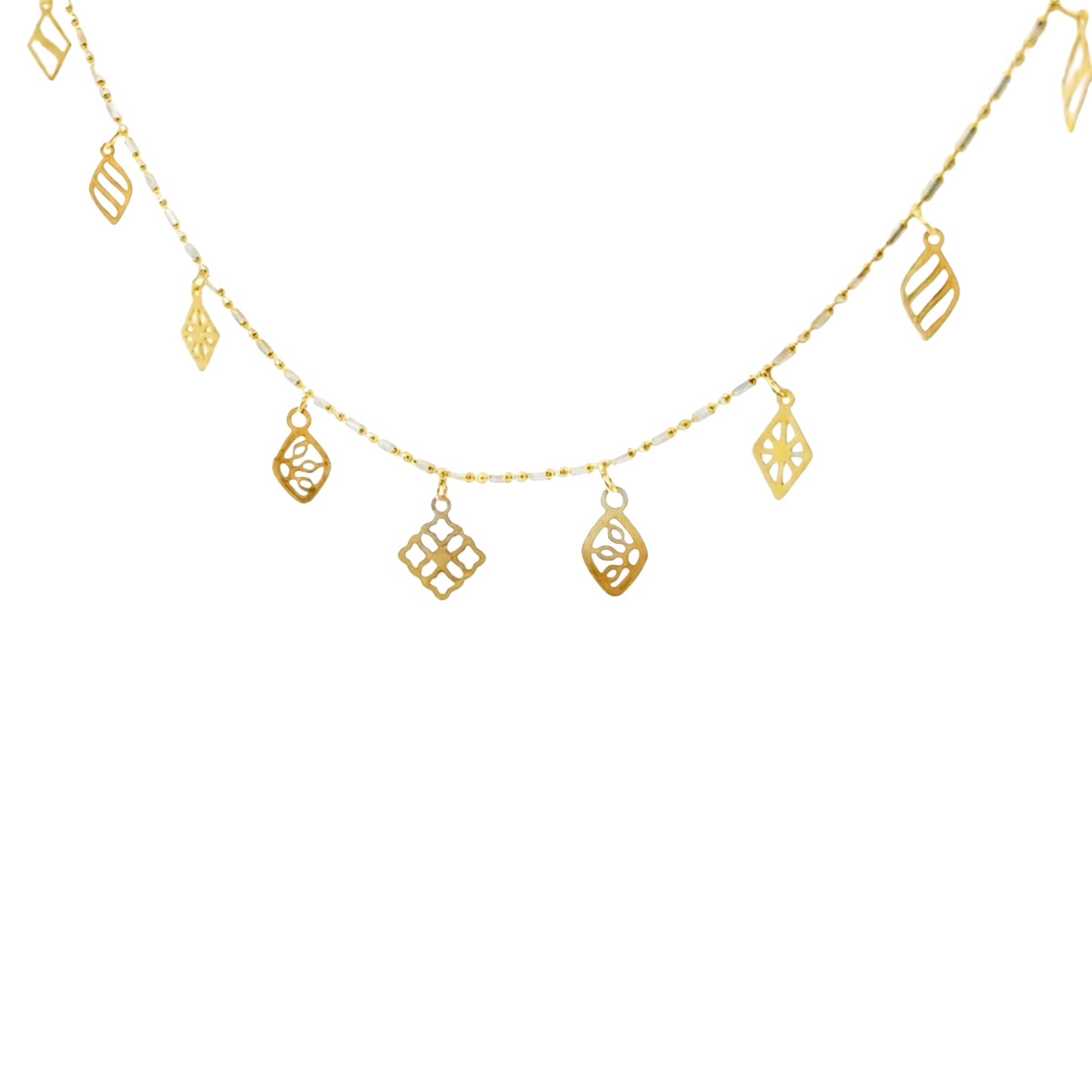 Meadow Motif Charm Gold Necklace