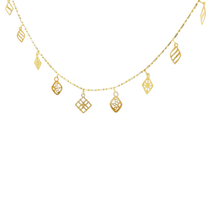 Meadow Motif Charm Gold Necklace