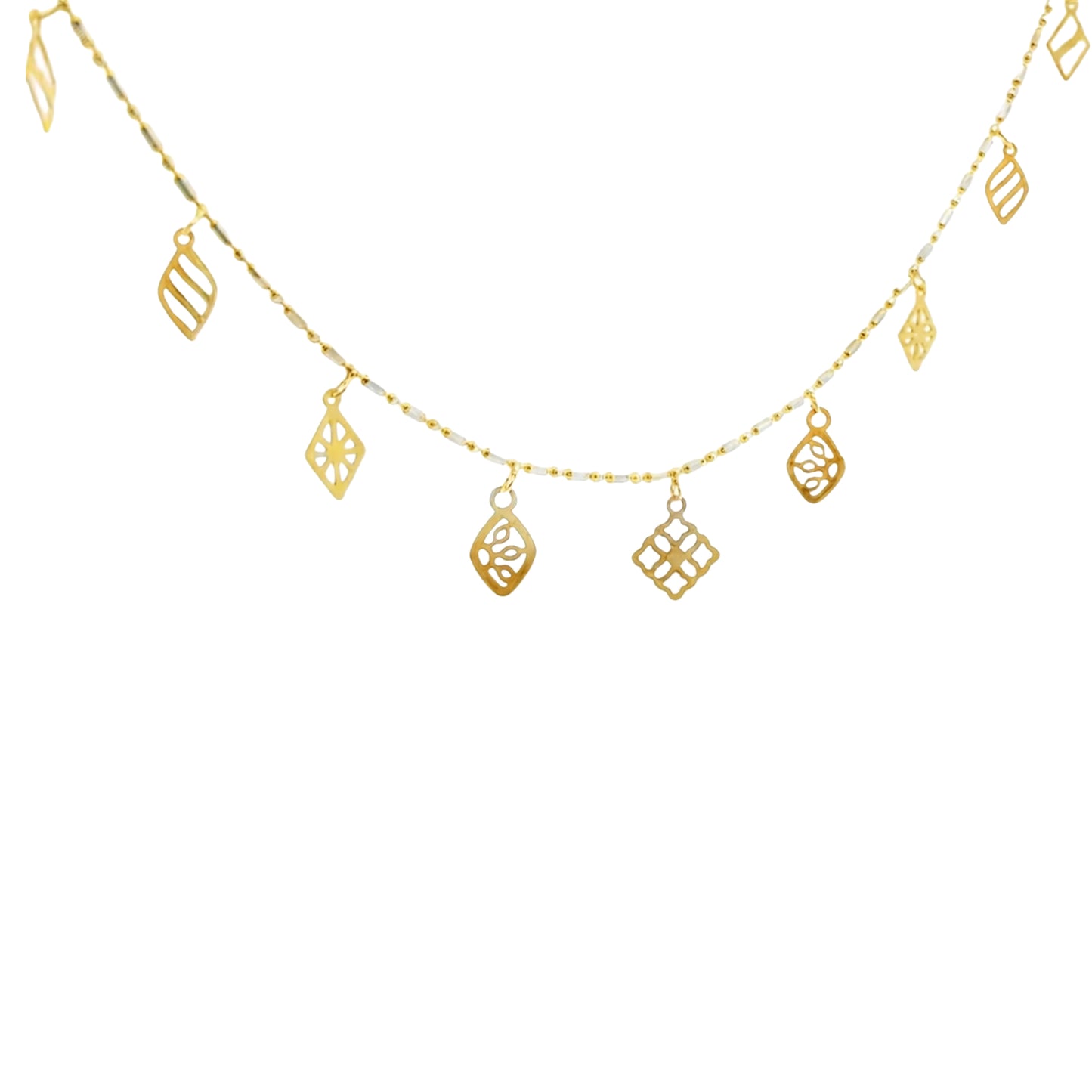 Meadow Motif Charm Gold Necklace
