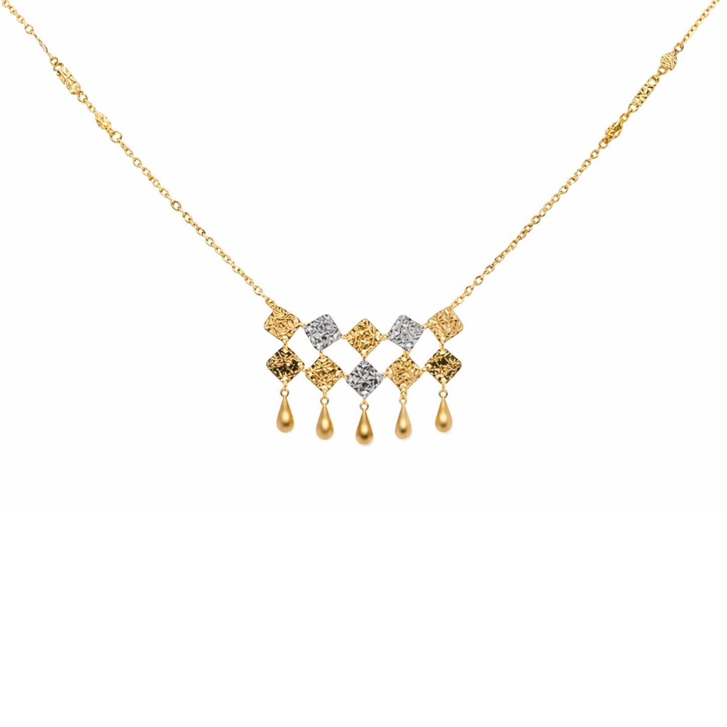 Regal Lattice Drop Gold Necklace